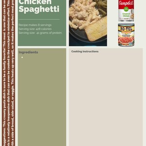 Carte de recette minceur pour spaghettis au poulet