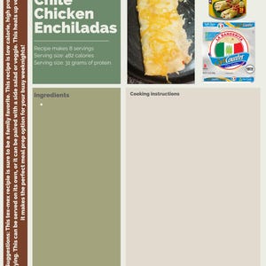 Carte recette minceur d'enchiladas au poulet et au piment vert