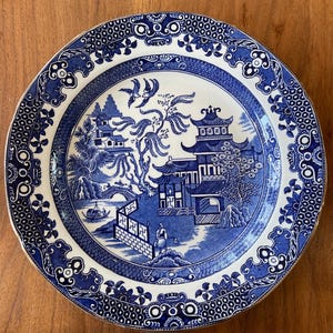 Burleigh Ware Willow Pattern Plate | 1930s | Made In England | Willow Collectible Plates | Dinner Plates | Blue And White Plate