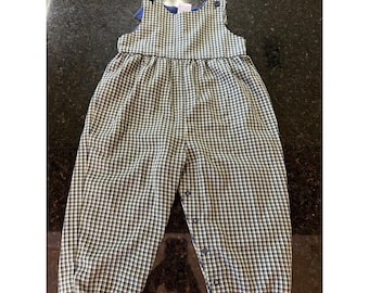 Vintage Kelly's Kids meisjes lang geruite overall Sz 3, geruit Boutique, gemaakt in de VS