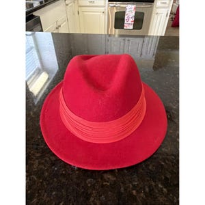 Red Fedora 100% Wool - Etsy display picture 2