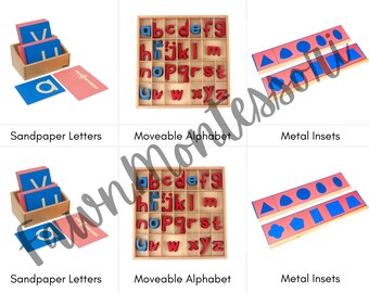 Nomenclatura de materiales Montessori Tarjetas de tres partes Etiquetas ambientales