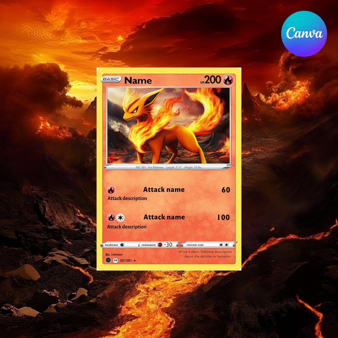 Create Your Own Pokémon Card Canva Template Personalized Gift