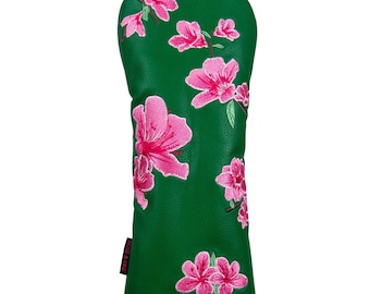 Geborduurde azalea's golfheadcover: golftashoes met bloemen
