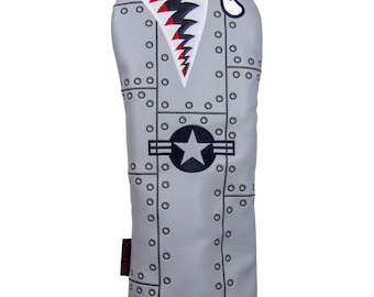Headcover voor Warhawk-golf: geborduurd luchtvaartontwerp