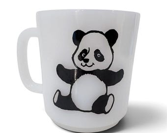 Vintage Glassbake Milkglass 22B Panda Mug