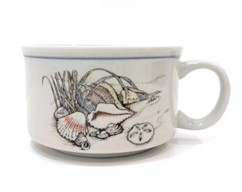 Vintage Otagiri Coastal Seashell Stoneware Soup Mug Made for Gibson Greetings