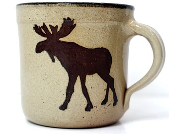 Monroe Salt Works Large 16oz Moose Pattern Stoneware Mug