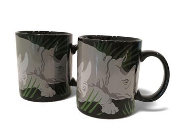Vintage Otagiri Rhino Mugs, Tom Taylor Gift of Nature, Rhino Row Set of 2