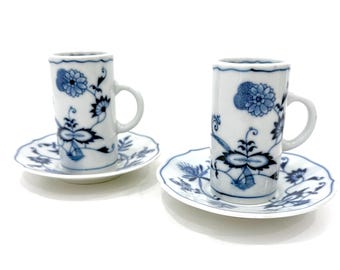Vintage Blue Danube Blue Onion Irish Coffee Espresso Cup Saucer Set 2 Japan
