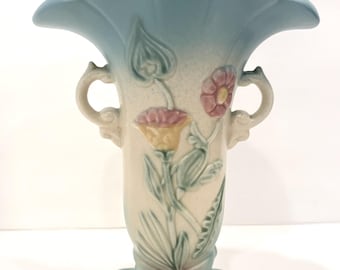 Vintage Hull Pottery Vase: Bow Knot, Floral Art Nouveau, 1940s