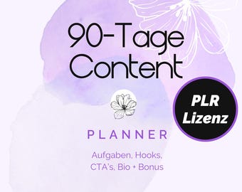 PLR 90-Day Content Planner – Editable eBook with Hooks, CTAs, Posting Ideas for Social Media Growth & Online Business
