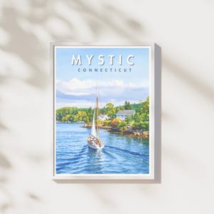Mystic CT Print | Coastal New England Wall Art | Historic Seaport Poster | Digital Download | Printable Artwork