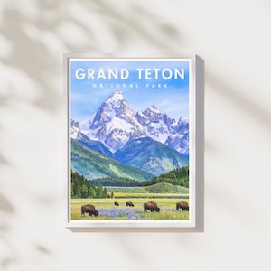 Grand Teton National Park Print | National Park Poster | Mountain Landscape Wall Art | Digital Download | Printable Artwork