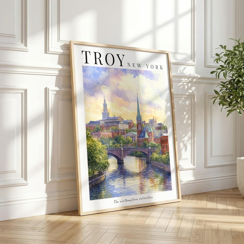 Troy New York Print | Troy NY Wall Art | Hudson River City Home Decor ...