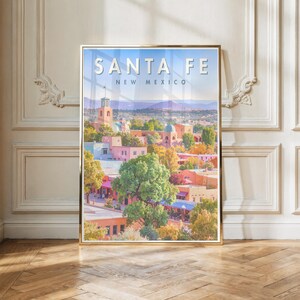 Santa Fe NM Print | Desert Adobe Architecture Wall Art | Southwest Landscape Poster | Digital Download | Printable Artwork
