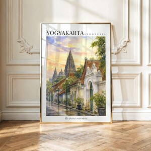 Yogyakarta Indonesia Print | Borobudur Temple Wall Art | Java Travel Poster | Indonesian City Artwork | Digital Download