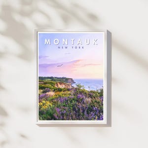 Montauk NY Print | Long Island Wall Art | Watercolor Coastal Poster | Digital Download | Montauk Lighthouse Decor | Printable Artwork
