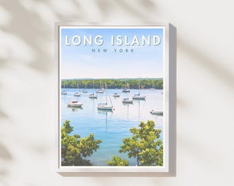 Long Island NY Print | Coastal New York Landscape Wall Art | Travel Poster | Digital Download | Printable Artwork
