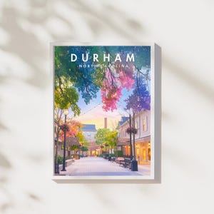 Durham NC Print | North Carolina Wall Art | Watercolor City Poster | Digital Download | Durham Decor | Printable Artwork