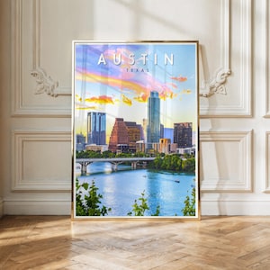 Austin TX Print | Downtown Austin Wall Art | Watercolor City Poster | Digital Download | Texas Decor | Printable Urban Artwork