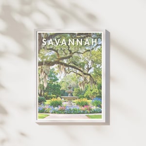 Savannah GA Print | Historic Forsyth Park Fountain Art | Southern Landscape Wall Art | Digital Download | Printable Artwork