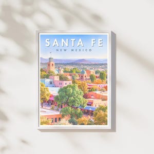 Santa Fe NM Print | Desert Adobe Architecture Wall Art | Southwest Landscape Poster | Digital Download | Printable Artwork