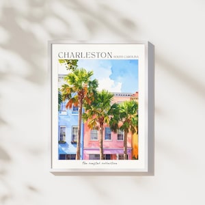 Charleston Watercolor Print | South Carolina Wall Art | Cityscape Poster | Digital Download | Charleston Decor | Contemporary Printable Art