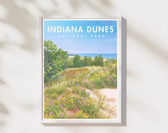 Wydruk z Parku Narodowego Indiana Dunes | Plakat z plażą nad jeziorem Michigan | Grafika ścienna z nadmorskim krajobrazem | Pobieranie cyfrowe | Grafika do druku