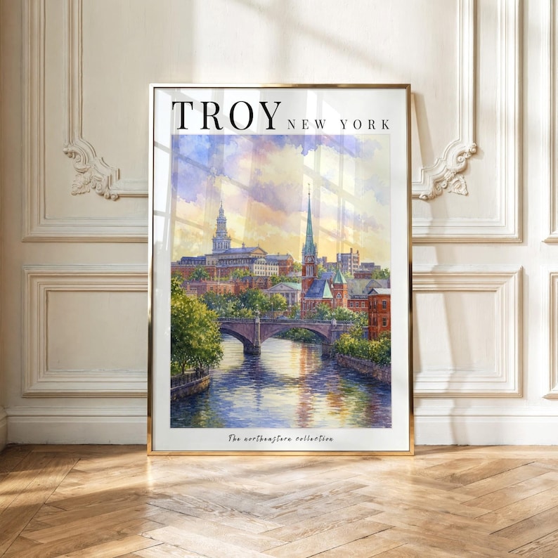Troy New York Print | Troy NY Wall Art | Hudson River City Home Decor ...