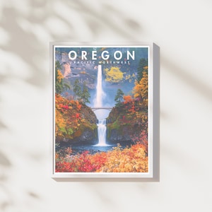 Oregon Zustand Druck | Herbstlaub Wand Kunst | Pazifischer Nordwesten Herbst Landschaft Poster | Malerische Bergkunst | Digitaler Download