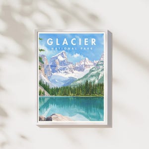 Glacier National Park Print | National Park Poster | Mountain Landscape Wall Art | Digital Download | Printable Artwork