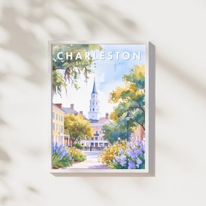 Charleston SC Print | South Carolina Wall Art | Watercolor City Poster | Digital Download | Charleston Decor | Printable Artwork