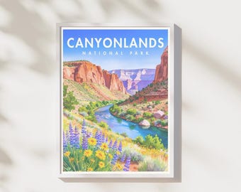 Wydruk z Parku Narodowego Canyonlands | Krajobraz Pustynnego Kanionu | Plakat z Parkiem Narodowym | Pobieranie cyfrowe | Grafika ścienna do druku