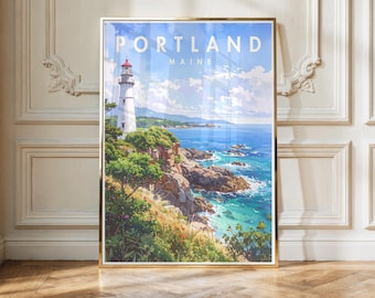 Portland ME Print | Coastal Maine Wall Art | New England Harbor Poster | Digital Download | Portland Decor | Printable Artwork
