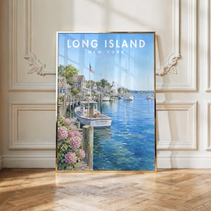 Lámina de Long Island, Nueva York / Arte mural costero / Póster de paisaje playero de la costa este / Obra de arte de la costa de Nueva York / Descarga digital