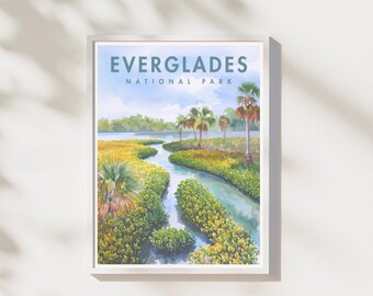 Everglades National Park Print | Wetland Landscape Wall Art | National Park Poster | Digital Download | Printable Artwork