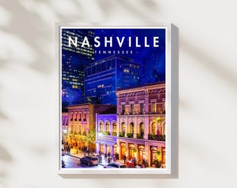 Nashville TN Print | Tennessee Wall Art | Downtown Poster | Digital Download | Music City Decor | Printable Artwork