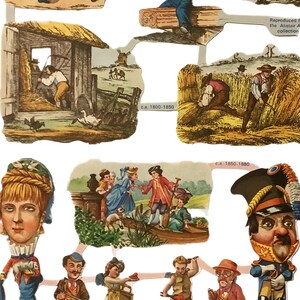 Relevos de sucata de papel cortado vintage, figuras históricas, decoupage de conto de fadas, coisas efêmeras colecionáveis, por MLP 1702, nº D24