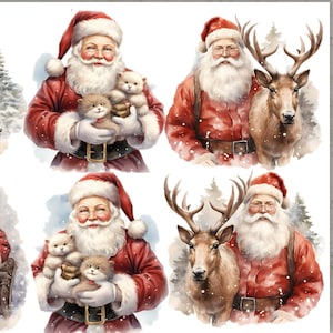 Carta di riso di Babbo Natale per decoupage, Babbo Natale su renna, gelso, scrapbooking, creazione di biglietti, 1 foglio A4