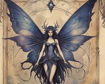 Gothic Fairy Reispapier für Decoupage: Grimoire Kraftpapier
