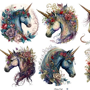 Carta di riso per decoupage / collage di unicorni da favola / tessuto di gelso / euphemera per scrapbooking / artigianato decorativo in carta, decorazioni fai da te