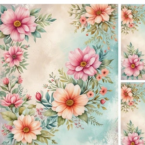 Floral Rice Paper For Decoupage, Scrapbooking Ephemera, Card Making, Decorative Paper Crafts, furniture Transfer, Mixed Media, Journals