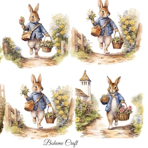 Papel de arroz con diseño de conejo campestre para decoupage, papel de seda morera, tarjetas, scrapbooking, decoración infantil, manualidades y diarios.