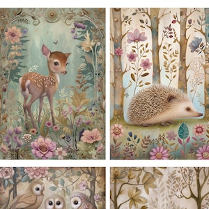 Rice Paper for Decoupage, Woodland Animals, Art Print, Decorative Paper Crafts, Scrapbooking, Card Making.
