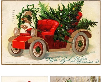 Vintage Santa Collage Rice Paper: Christmas Decoupage (A4 Sheet)