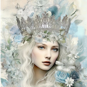 Fairytale Ice Queen Rice Paper for Decoupage, Card Making Mulberry Tissue, Scrapbooking Ephemera, Decorative Paper Crafts, Mixed Media