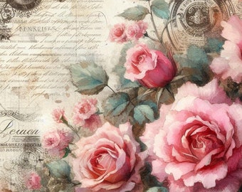 Vintage rosa Rosen Reispapier für Decoupage: Scrapbooking, Kartenherstellung