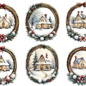 Village de Noël vintage, scène de neige, papier de riz pour découpage, collage, scrapbooking, fabrication de cartes, travaux manuels décoratifs en papier