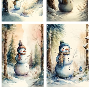 Dekoratives Reispapier für Decoupage / Serviettentechnik / Winter Schneemann Collage / Weihnachten Scrapbook Ephemera / Kartenherstellung / Dekoratives Papierhandwerk